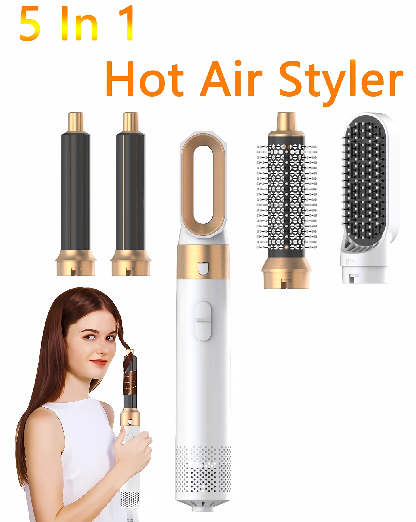 Professional Air Hair Styler 5 in 1 Low Noise Hair Curling Straightening Hair Drying 1000W Hot Air Brushes